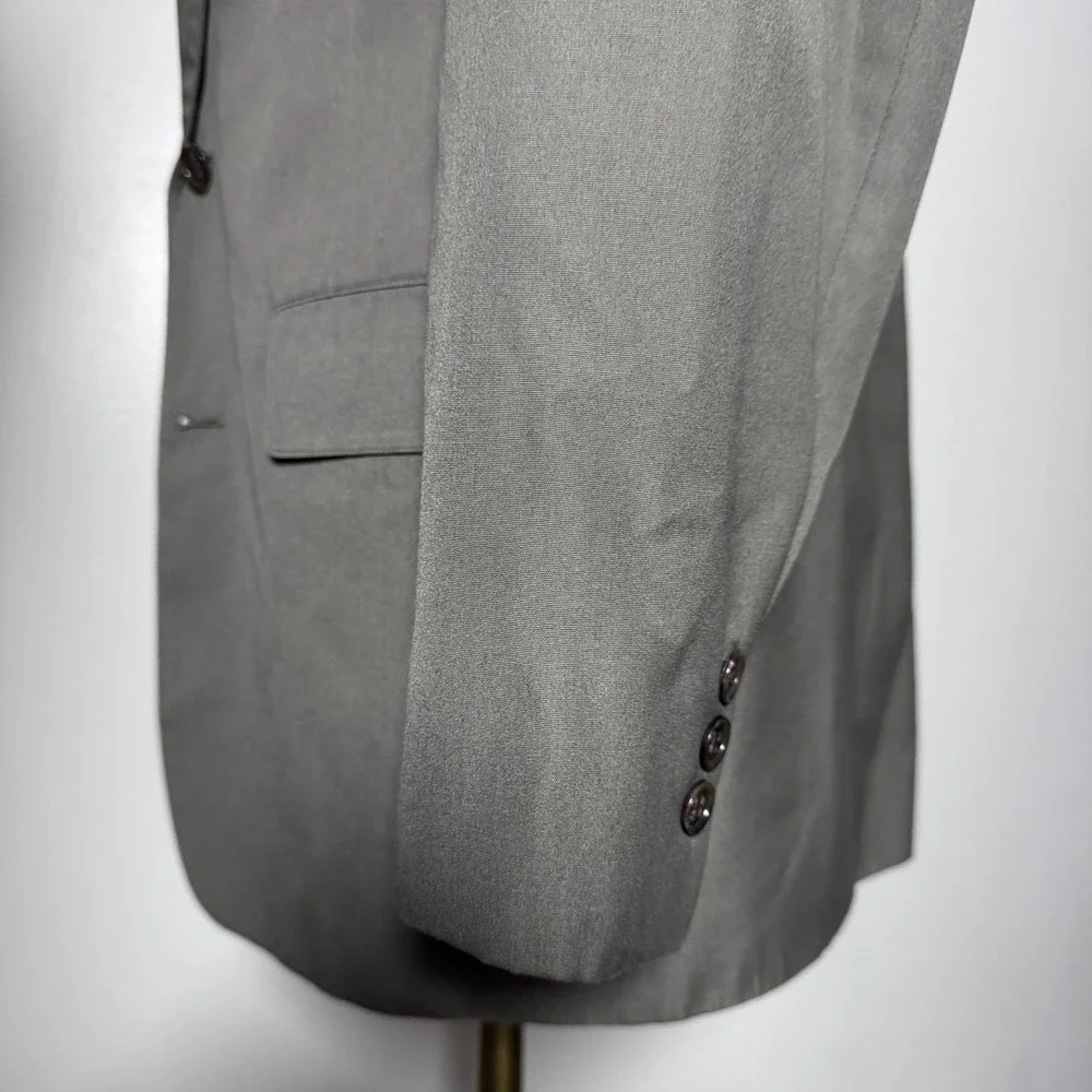 Brooks Brothers Suit Mens 40R W34 Olive Green Solid Cotton Vintage USA
